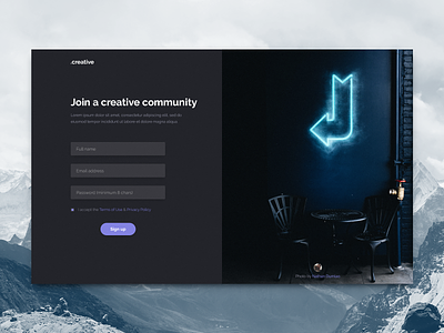 Sign Up Page Concept UI blue clean concept dailyui design flat georgev interface minimal purple sign up page typography ui ux web web design