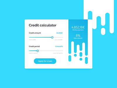 Credit Calculator Concept UI blue card clean concept dailyui design flat georgev interface light blue minimal ui ux widget