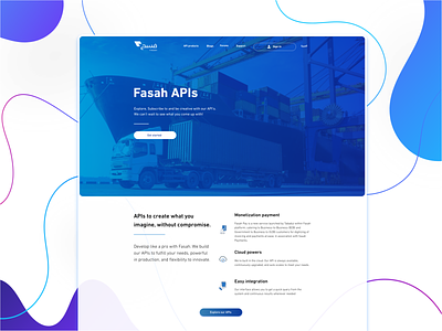 Fasah APIs api apis blue design export import landing landingpage new ui ux web design webdesign