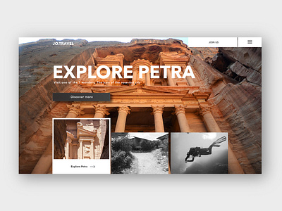 JoTravel - Petra websites animation design modern simple tourism travel ui
