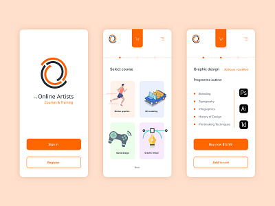 Online courses app app concept courses design illustration logo modern online orange simple typography ui ux vector white