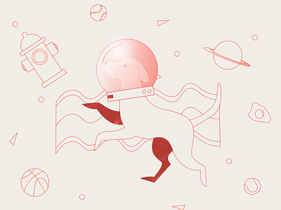 Space Doggo animal bacon design dog floating icon illustration illustrator lines minimal space
