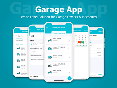 A White Label Solution for Garage Owners & Mechanics app design garage app mobile app ui ux white label white label solution