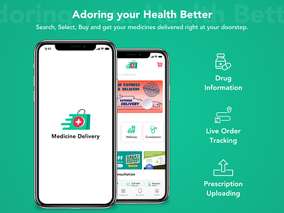 Medicine Delivery Application app delivery delivery app design illustration medicine medicine delivery medicine delivery app mobile app mobile application typography ui ux vector