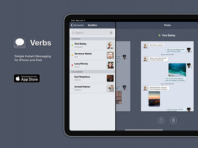 Verbs iOS iPad Messaging App Refresh app chat ios message messages refresh