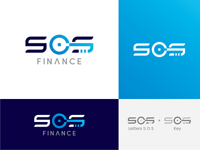 SOS Finance Logo Design 3 bank beautiful brand concept corporate creative design finance identity key loan logo minimalist modern o professional s safe sales secure