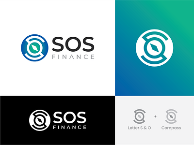 SOS Finance Logo Design 4 bank beautiful brand compass concept corporate creative design finance financial identity loan logo minimalist modern o professional s safe secure