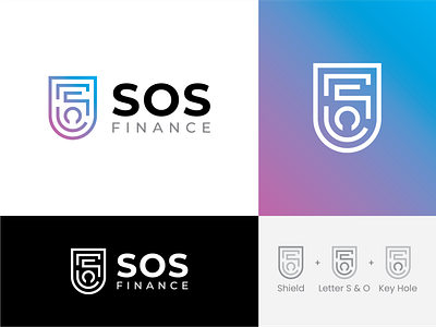 SOS Finance Logo Design 5 bank beautiful brand concept corporate creative design finance identity key lock logo minimalist modern o professional s safe secure shield