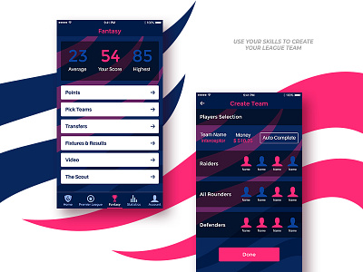 Sportz League - Fantasy app concept create design fantasy kabaddi league sport sportz team