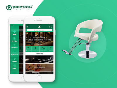 Vaibhav Stores App Design app branding chair design euipments furniture mobile stores vaibhav website