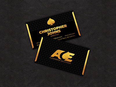 Ace Manpower Solutions Business Card Design ace business card design event gold logo management manpower minimalist professional solutions