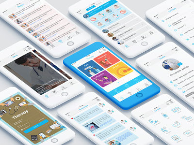 Therapy App Design Showcase app creative design doctors hospital illustration patients screens showcase therapy