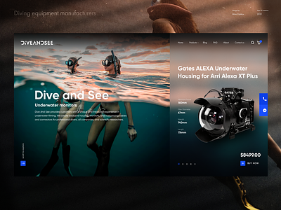 Dive and See - Diving equipment manufacturers design diving e commerce homepage shop store ui ux web design