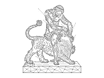 Hercules and the Nemean Lion abstract animal art battle concept design geometric greek gods hercules illustration lion mythology nemean lion polygonal statue