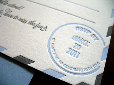 Postmark airmail letterpress postmark rsvp