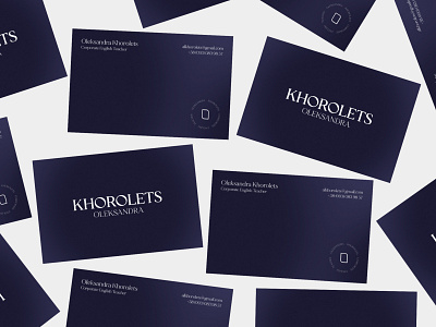 Business Cards for Oleksandra Khorolets brand identity branding business card design english logo logotype personal brand school teacher