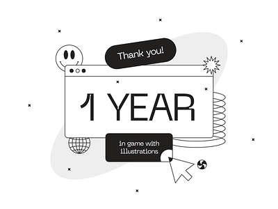 1 Year In Game With Illustrations 💔💫 2d design digital holiday illustrations kapustin linear outline tokyo vector year