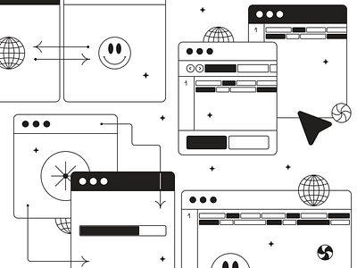 Coding 2d black coding design digital illustration interface kapustin linear outline pack set system tokyo vector white