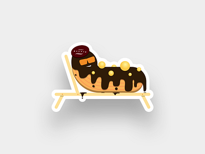 Eclair character /4/ beach character chocolate delicious eclair gold illustration lounger luxury relax sweet