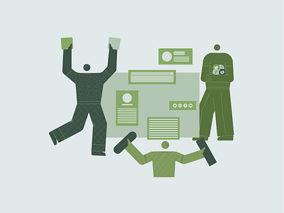 Process 2d build business character color design digital green illustration start up team vector website work