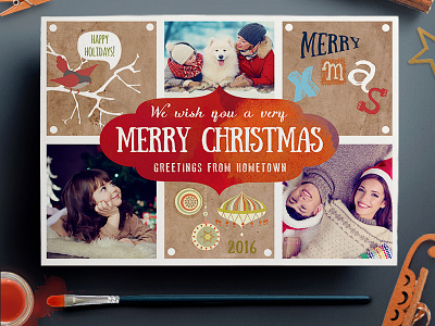 Lovely Christmas Photo Postcard badge brush card christmas creative free fonts greeting card design greetings handrawn handwritten happy postcard