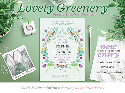 Lovely Greenery Wedding Card II botanical dreamy floral greenery hand painte save the date wedding wedding ceremony wedding design wedding invitation wedding photoshop wedding suite