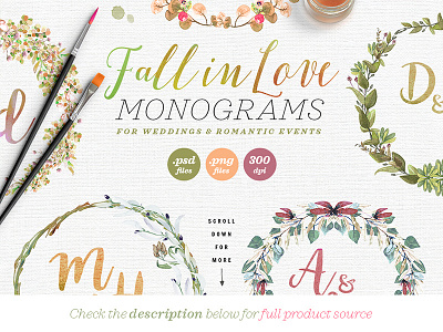 6 Fall in Love Wedding Monogram V fall floral greenery illustration monogram rustic watercolor design watercolor template watercolor wedding watercolors wedding design wedding invitation