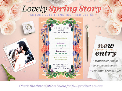 Lovely Spring Story Invite I blush event invitation love purple romantic save the date ultra violet watercolor wedding wedding card wedding invitation