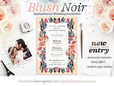 Blush Noir Wedding Invite III