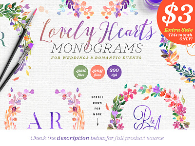 Lovely Hearts Monograms I