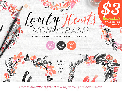 Lovely Hearts Monograms IV