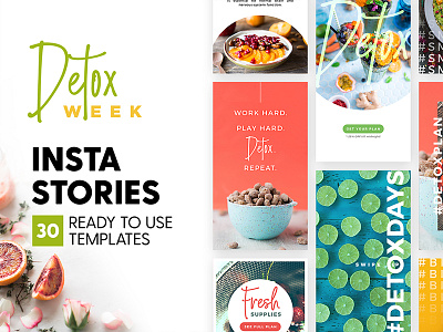 Instagram Stories - Detox Week Ed blog blogger branding detox food health insta story instagram marketing social media story template