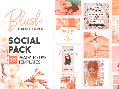 Blush Emotions - Social Pack blush branding design feminine identity instagram love pastel post romance social media template