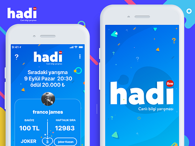 Hadi live trivia game! desig game illustration live logo mobil