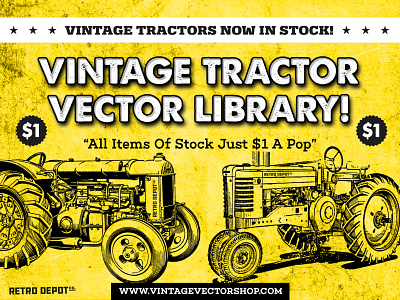 Retro Depot Co. - Vintage Tractor Vector Collection advert tractor typography vector vector tractor vectors vintage tractor vintage type vintage typography vintage vector vintage vectors