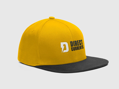 Direct Currents - Workers Hard Cap branded clothing branding cap logo electrical logo hat logo logo design logo mark stitched logo yellow logo