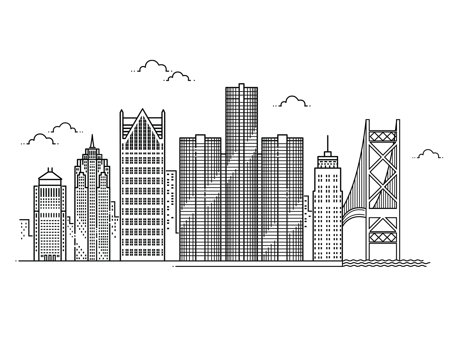 Detroit Skyline by Matthew J Smith on Dribbble