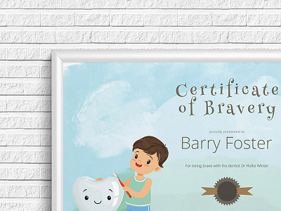 Certificate Of Bravery certificate template dentist certificate reward for kids teeth brushing