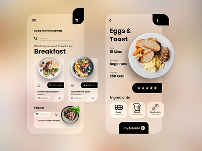 Cooking App UI app app design blur clean concept cooking design designer designs icon iconography ios app design minimal minimalism product design recipies ui ui design uiux ux