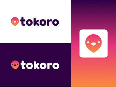 Tokoro brand brand identity branding design gradient graphic design location logo logo design pin