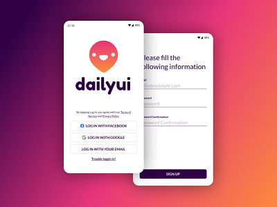 Sign Up page DailyUI dayliui design mobile sign up ui