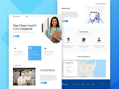 Home page for Hospital Website debut design gradient health hospital ui uidesign ux web webdesign