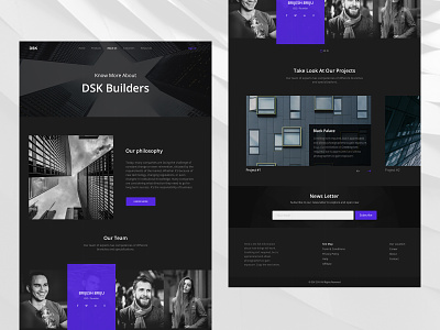 About Us Page about page about us aboutus black blue building dark newsletter our team project ui ui ux