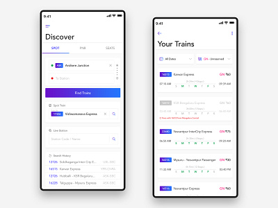 Find Your Train App cards design ios app search train station travel app ui ux ui design ui mobile uiux design white