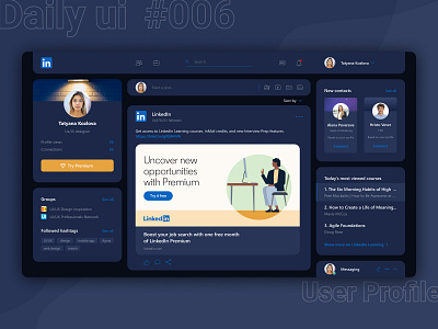 Daily Ui Challenge #006 - User Profile dailyui dark theme user profile userprofile