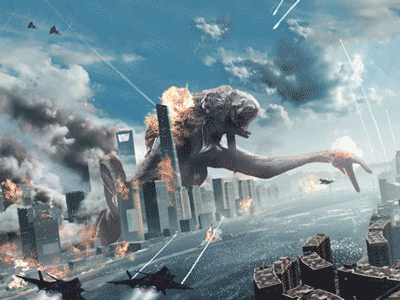 Mock-up practice | the Kaiju Attacks Shanghai gif kaiju mock up