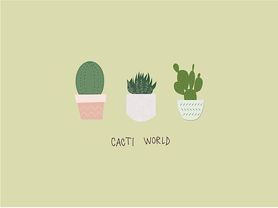 Cacti World cacti cactus colours green house plants illustration plants plants illustration simple succulent
