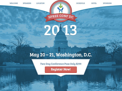 Spree Conf DC 2013 big background image conference conference website event one page website spree spree commerce spreeconf typography