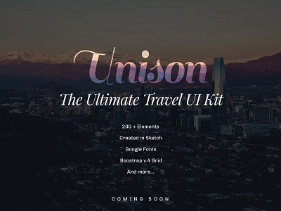 Unison UI Kit ad coming soon prmotion travel ui ui kit unison