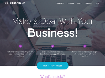 Handshake new landing page preview